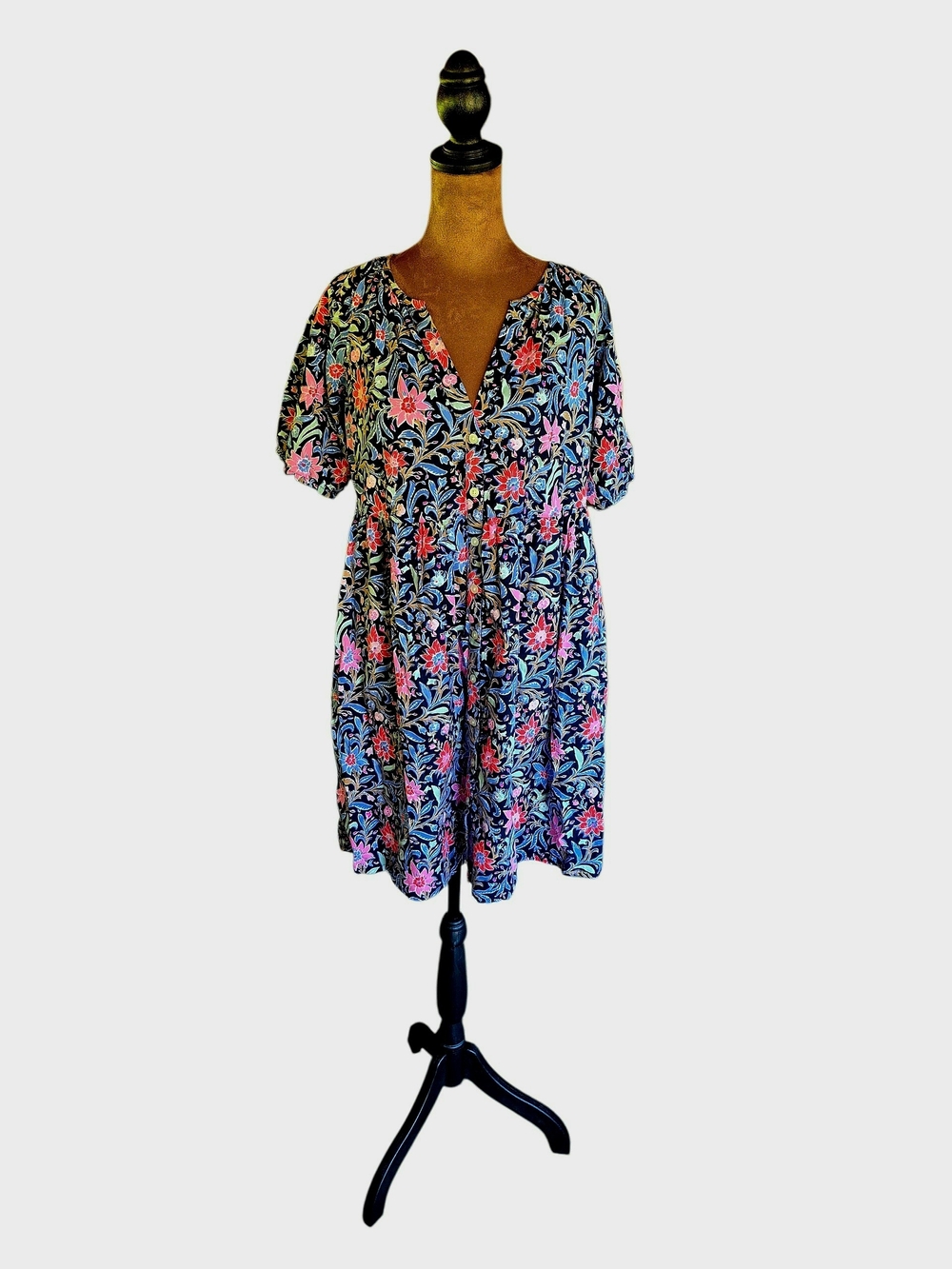 LOFT Spring Bloom Button Swing Dress